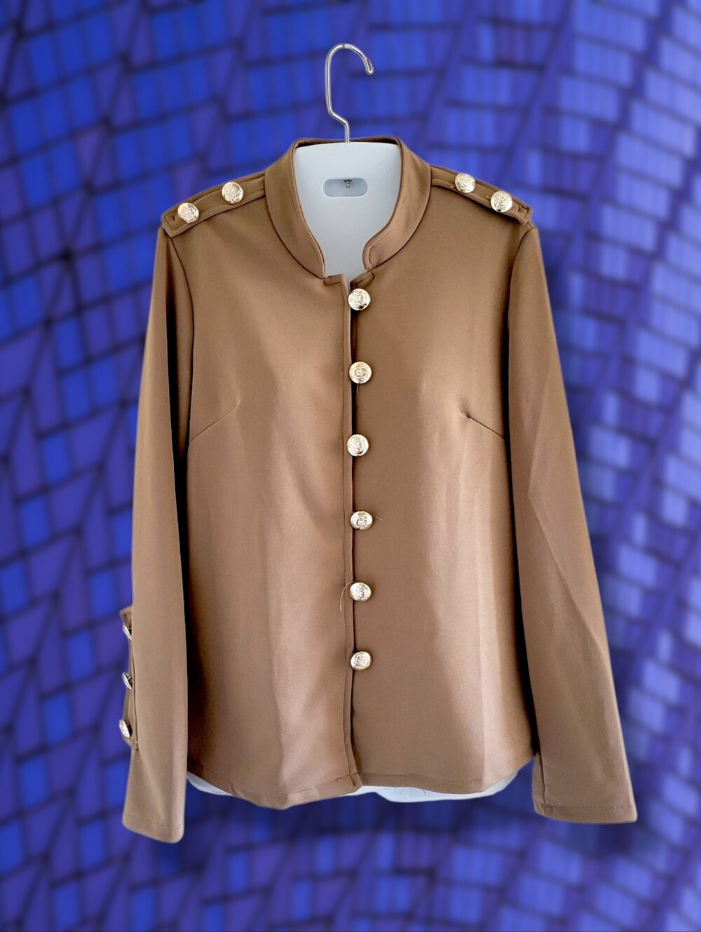 Floral Blooming | NWT Tan/Gold Military-Style Long Sleeve Jacket (SIZE M)
